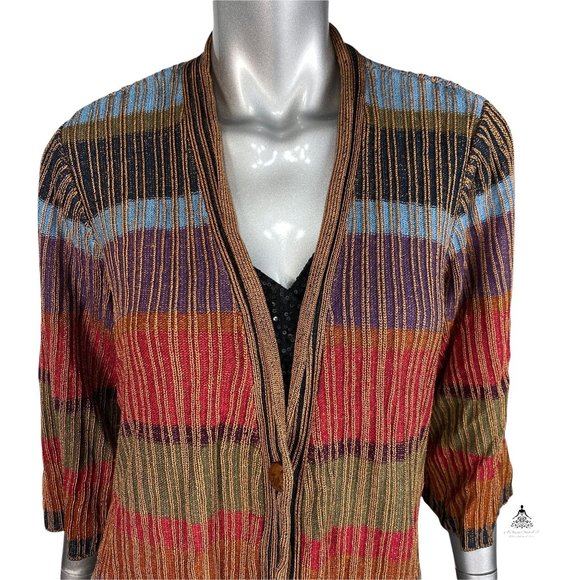 Coldwater Creek Orange Multi-Color Cardigan 1X - Picture 2 of 5